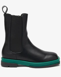 Royalfashion Wysokie botki damskie z kwadratowym noskiem w kolorze czarno-zielonym Litepi