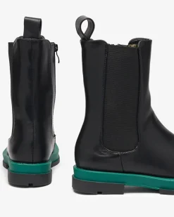 Royalfashion Wysokie botki damskie z kwadratowym noskiem w kolorze czarno-zielonym Litepi