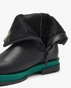 Royalfashion Wysokie botki damskie z kwadratowym noskiem w kolorze czarno-zielonym Litepi