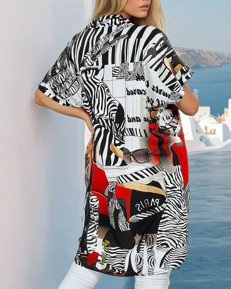 Royalfashion Wzorzysta damska tunika