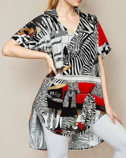 Royalfashion Wzorzysta damska tunika