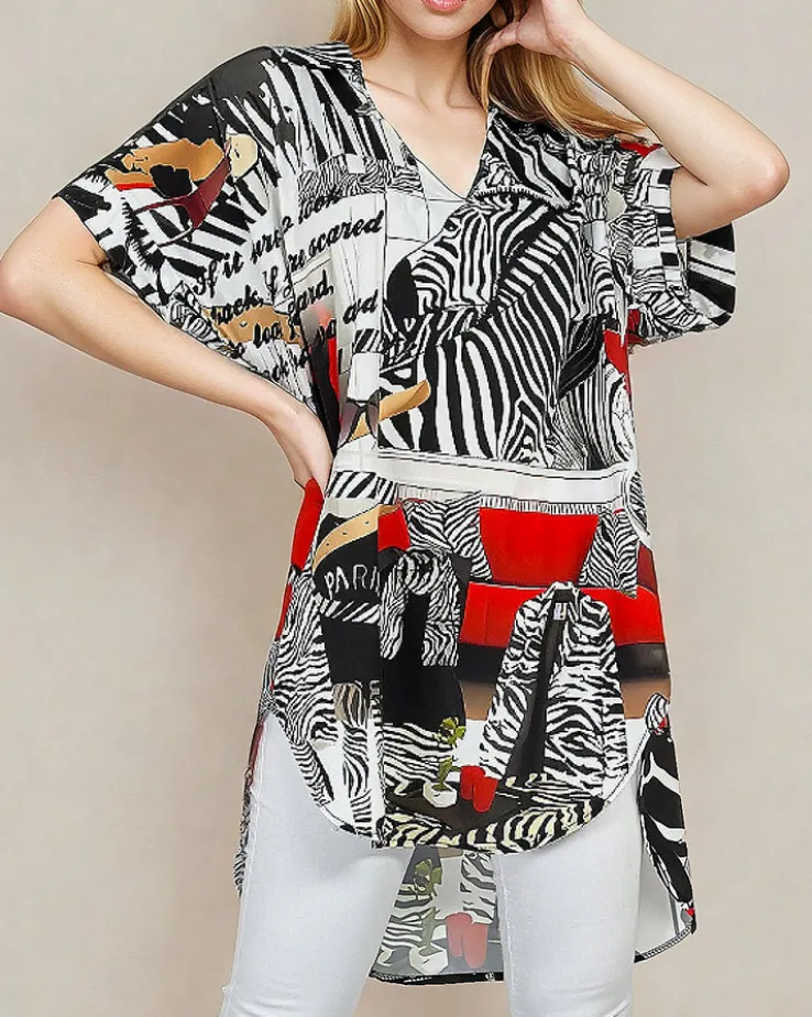 Royalfashion Wzorzysta damska tunika