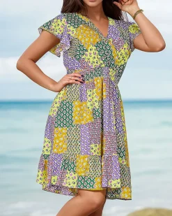 Royalfashion Wzorzysta damska sukienka mini