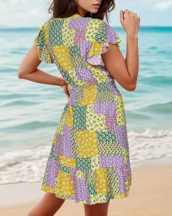 Royalfashion Wzorzysta damska sukienka mini