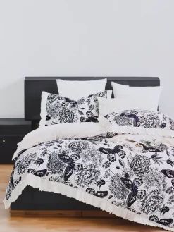 Royalfashion Wzorzysta pościel z falbanką 160x200 komplet 3 CZĘŚCI