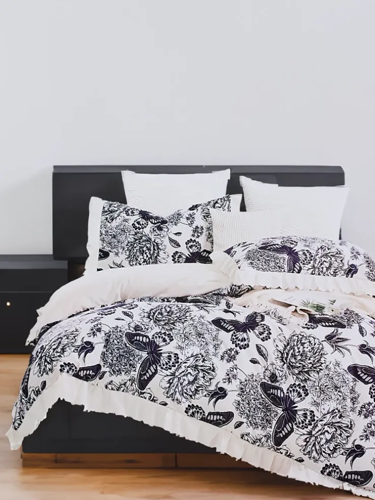 Royalfashion Wzorzysta pościel z falbanką 160x200 komplet 3 CZĘŚCI