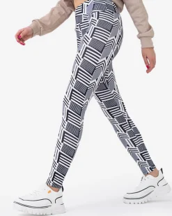 Royalfashion Wzorzyste damskie biało- czarne legginsy z wysokim stanem