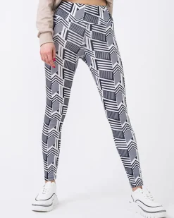 Royalfashion Wzorzyste damskie biało- czarne legginsy z wysokim stanem