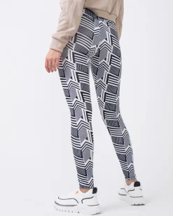 Royalfashion Wzorzyste damskie biało- czarne legginsy z wysokim stanem