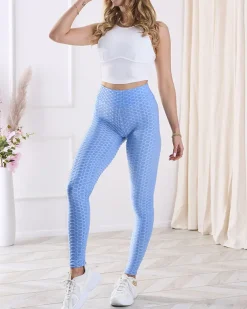 Royalfashion Wzorzyste niebieskie legginsy damskie