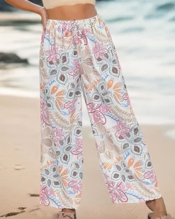 Royalfashion Wzorzyste szerokie spodnie damskie