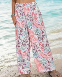 Royalfashion Wzorzyste szerokie spodnie damskie