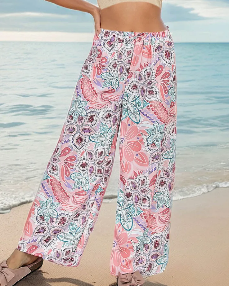 Royalfashion Wzorzyste szerokie spodnie damskie