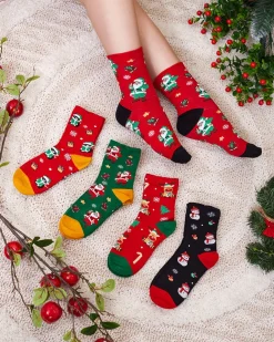 Royalfashion Wzorzyste świąteczne skarpety damskie 5/pak