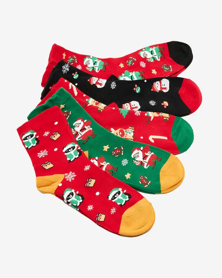 Royalfashion Wzorzyste świąteczne skarpety damskie 5/pak