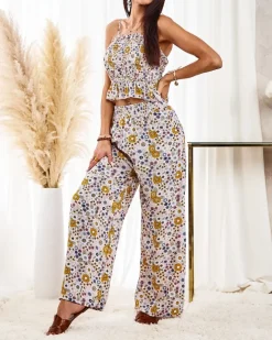 Royalfashion Wzorzysty damski komplet w kolorze beżowym