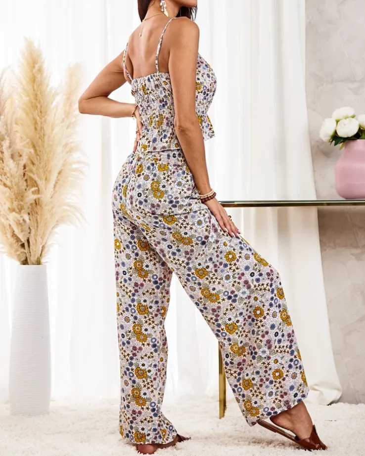 Royalfashion Wzorzysty damski komplet w kolorze beżowym