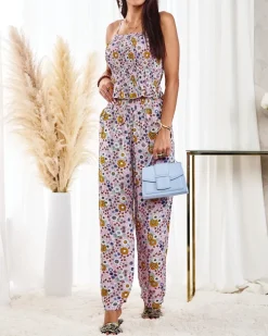 Royalfashion Wzorzysty damski komplet w kolorze różowym