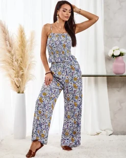 Royalfashion Wzorzysty damski komplet w kolorze niebieskim