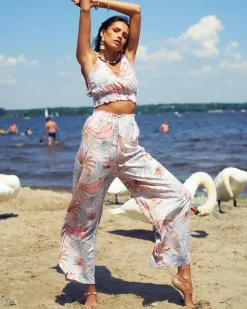 Royalfashion Wzorzysty damski komplet w kolorze jasnoróżowym