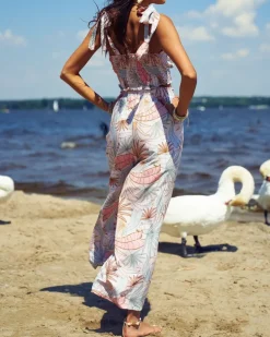 Royalfashion Wzorzysty damski komplet w kolorze jasnoróżowym