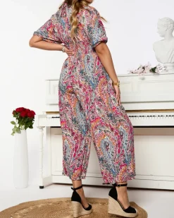 Royalfashion Wzorzysty kombinezon damski w kolorze różowym