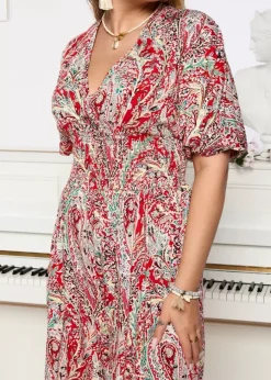 Royalfashion Wzorzysty kombinezon damski w kolorze czerwonym