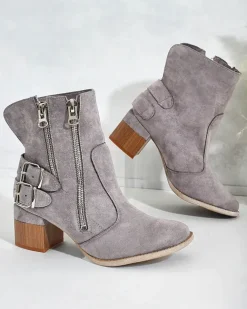 Royalfashion Zdobione botki na obcasie Zerta