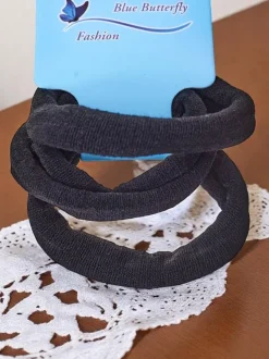 Royalfashion Zestaw 3 czarnych gumek do włosów Nero