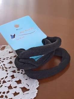 Royalfashion Zestaw 3 czarnych gumek do włosów Nero