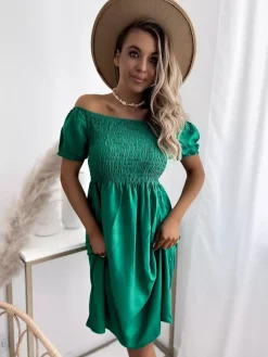 Royalfashion Zielona damska sukienka mini a'la hiszpanka