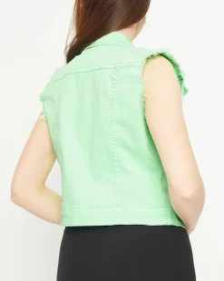 Royalfashion Zielona jeansowa kamizelka damska