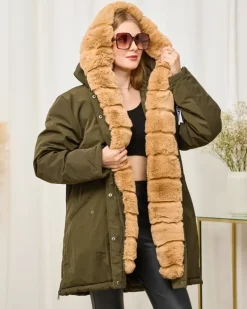 Royalfashion Zielona kurtka zimowa damska PLUS SIZE