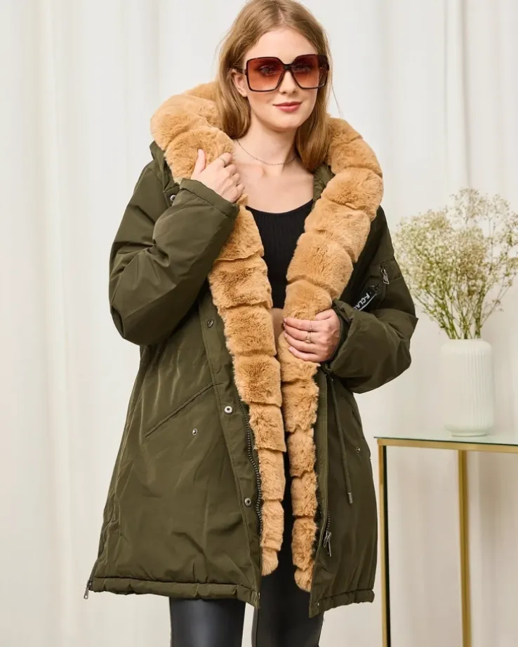 Royalfashion Zielona kurtka zimowa damska PLUS SIZE