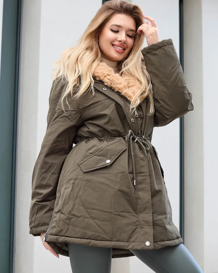 Royalfashion Zielona kurtka zimowa damska PLUS SIZE