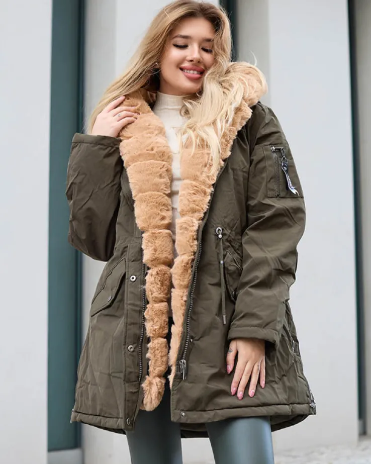 Royalfashion Zielona kurtka zimowa damska PLUS SIZE