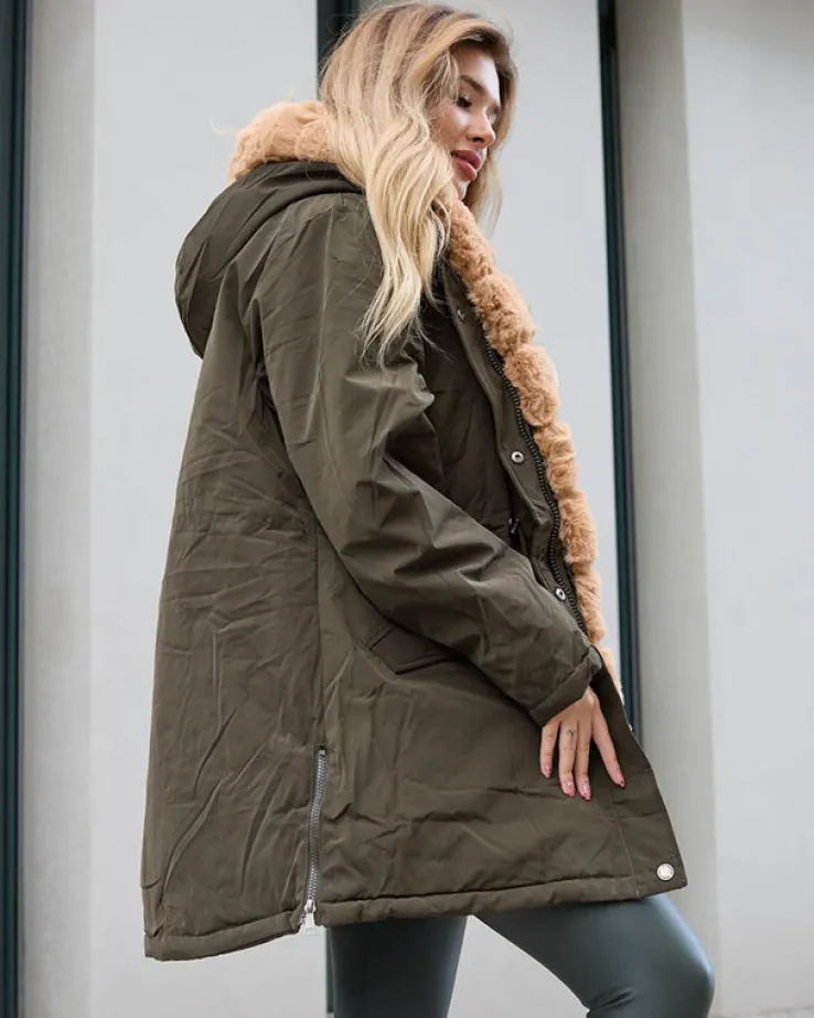 Royalfashion Zielona kurtka zimowa damska PLUS SIZE