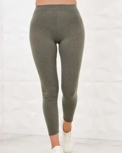 Royalfashion Zielone damskie ciepłe spodnie typu tregginsy