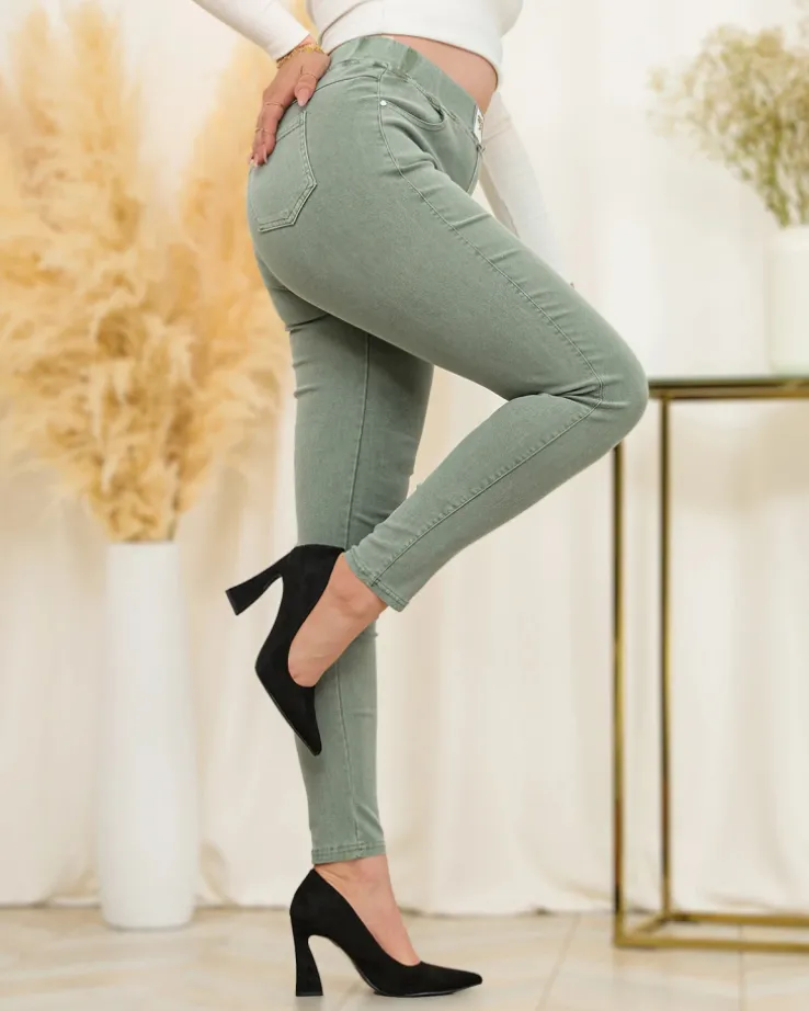 Royalfashion Zielone damskie tregginsy a'la jeans