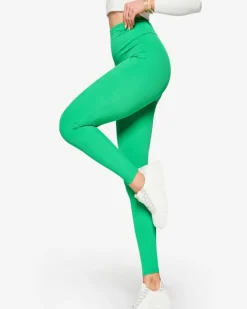 Royalfashion Zielone damskie prążkowane legginsy