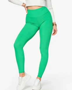 Royalfashion Zielone damskie prążkowane legginsy