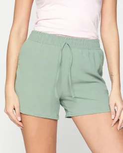 Royalfashion Zielone damskie materiałowe krótkie spodenki PLUS SIZE