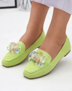 Royalfashion Zielone eko- zamszowe mokasyny damskie Gepossa