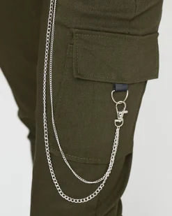 Royalfashion Zielone spodnie cargo ocieplane z kieszeniami