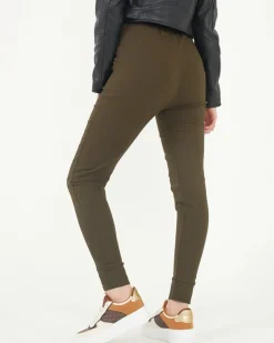 Royalfashion Zielone tregginsy damskie materiałowe z ozdobnymi napisami