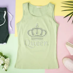 Royalfashion Zielony damski top z cyrkoniami