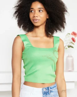 Royalfashion Zielony damski crop top na ramiączkach