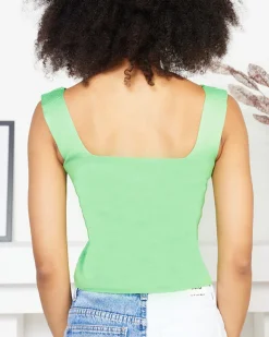 Royalfashion Zielony damski crop top na ramiączkach