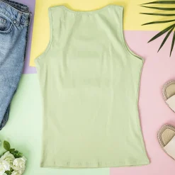 Royalfashion Zielony damski top z cyrkoniami