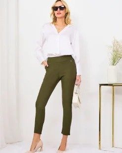 Royalfashion Zielony damskie ocieplane tregginsy